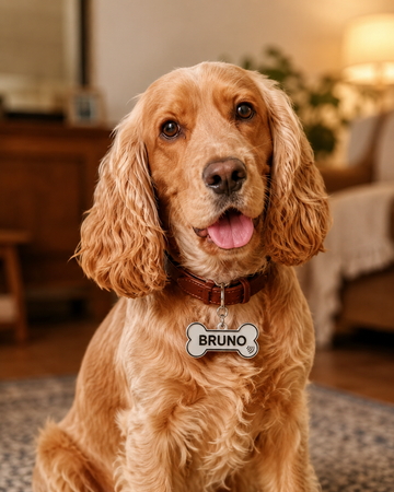 Personalised Dog Bone Name Tag – Custom Pet Locket Collar Tag (BRUNO)